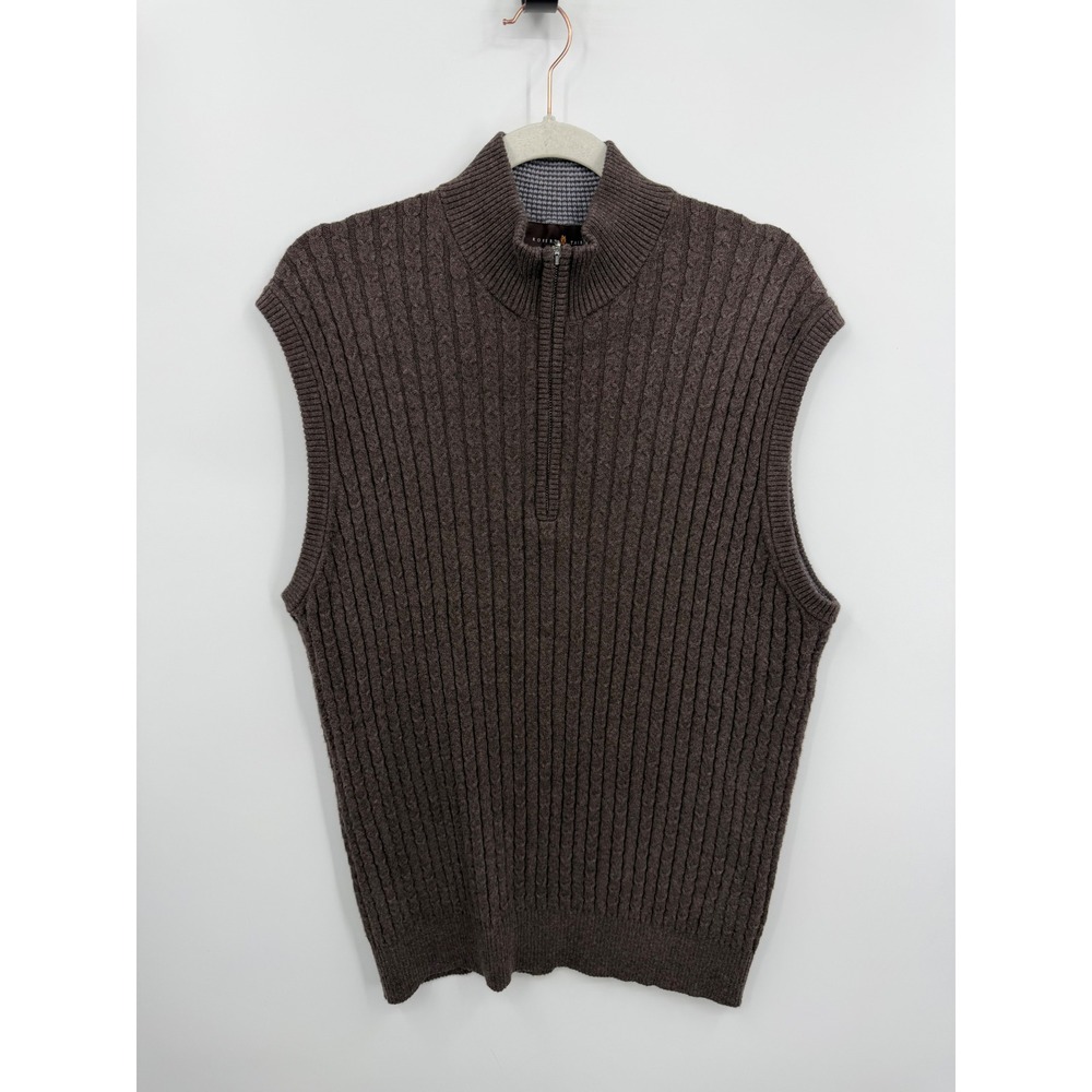 Robert Talbott Jefferson Sweater Vest Mens M Brown Cashmere Blend‎ Quarter Zip